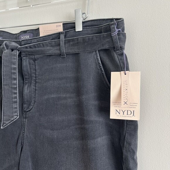 NYDJ Columbia Marilyn Tie Waist Straight Leg Pants Jeans Gray Stretch Size 20W - Picture 9 of 14